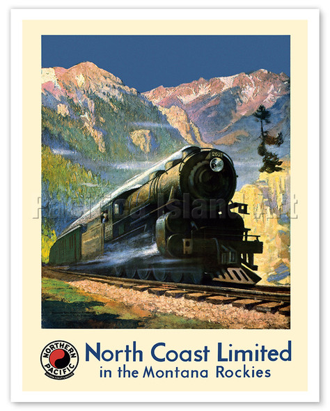 North Coast Limited in the Montana Rockies - Northern Pacific Railroad - c. 1920's