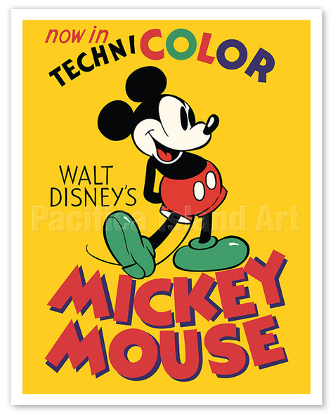 Mickey Mouse - Now in Technicolor - c. 1935 - Vintage Film Movie Poster