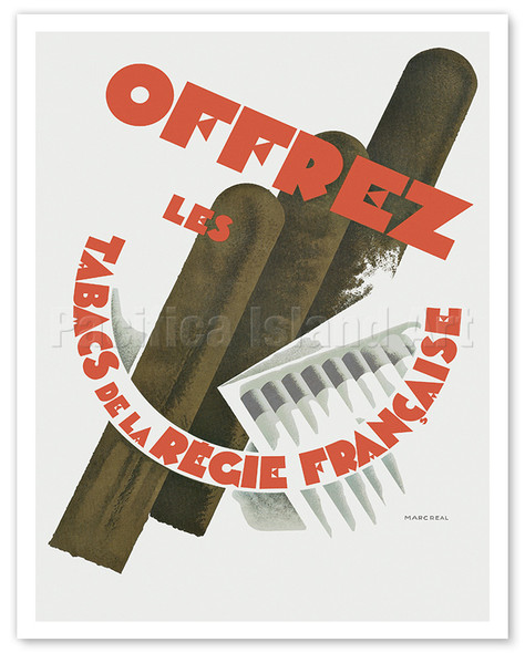 French-Made Smokes (Offrez Les Tabacs De La Régie Française) - c. 1930 - Poster by Marc Real