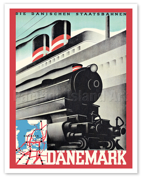 Denmark (Dänemark) - The Danish State Railways - c. 1935 - Poster by Sven Henriksen