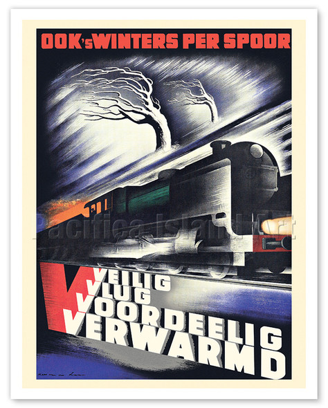 Dutch Railway - Also in Winter by Rail (Ook’s Winters per Spoor) - c. 1935 - Poster by Kees van der Laan