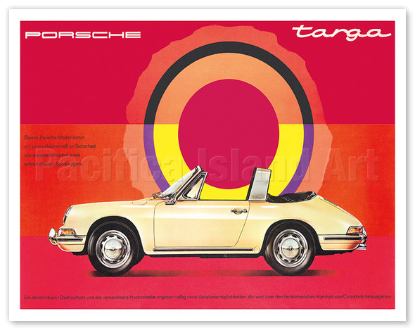Porsche 911S Targa Showroom Poster - c. 1967