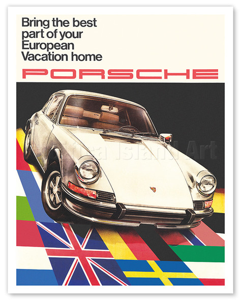 Porsche 911 Showroom Poster - Bring the best part of your European Vacation home - c. 1960's