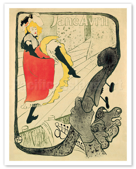Jane Avril (Jeanne Beaudon) - Famous Can-Can dancer at the Moulin Rouge - c. 1893 - Poster by Henri de Toulouse-Lautrec