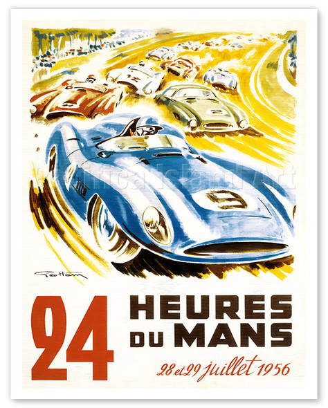 1956 24 Heures du Mans (24 Hours of Le Mans) - Circuit de la Sarthe - Poster by Géo Ham (Georges Hamel)