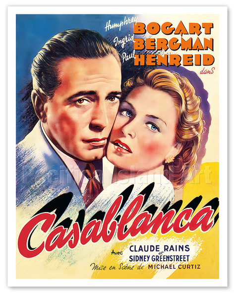Casablanca - Starring Humphrey Bogart, Ingrid Bergman, Paul Henreid - c. 1942 - Poster by Bill Gold
