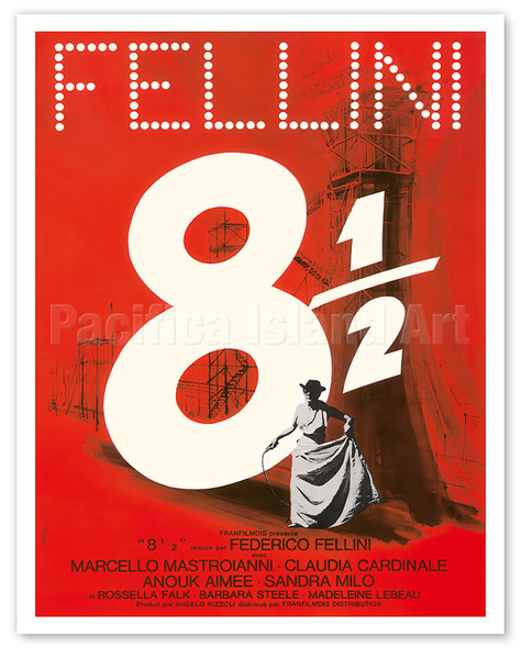 Federico Fellini’s 8½ - Starring Marcello Mastroianni, Claudia Cardinale - c. 1963 - Poster by Georges Kerfyser