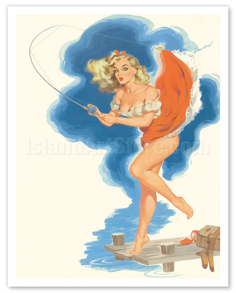 Jerri’ Fond of Fishing - June 1954 Date Book Calendar Page - Poster by Bill Randall