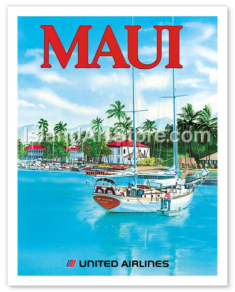 UnitedAirlines ユナイテッド航空　ハワイマウイ島ビンテージポスター United Airlines Maui - Fine Art Prints & Posters