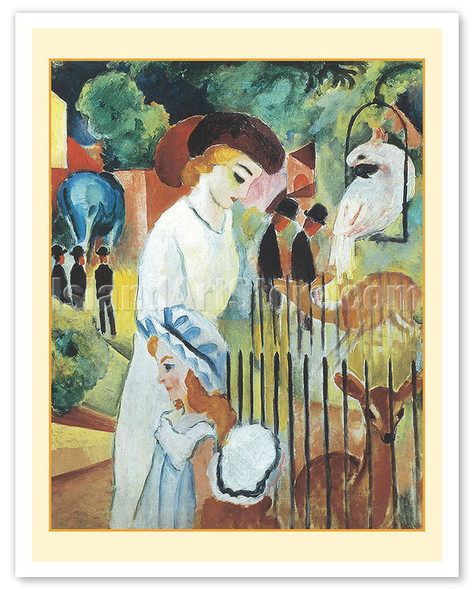 Big Zoo, Triptych (Großer Zoologischer Garten, Triptychon) - c. 1913 - Poster by August Macke
