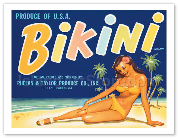 Bikini Brand - Produce of U.S.A. - Vintage Advertisement Poster