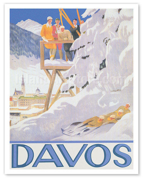 Davos Switzerland - Winter Sports - c. 1918 - Poster by Emil Cardinaux