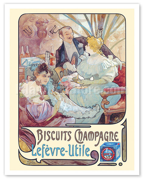 Lefèvre-Utile Biscuits Champagne - c. 1897 - Poster by Alphonse Mucha