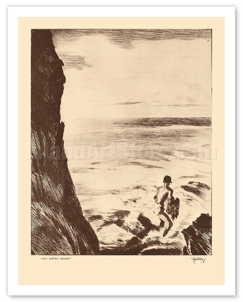 Moi Water Hawaii - Throw Net Fisherman - from Etchings and Drawings of Hawaiians - c. 1936 - Poster by John Melville Kelly