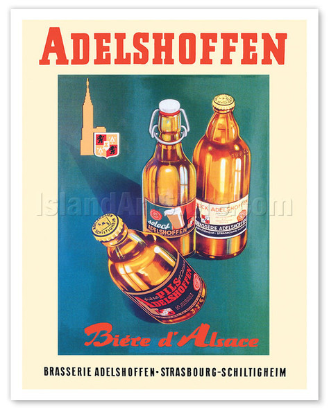 Adelshoffen Beer - Alsace region of France (Biére d’Alsace) - c. 1920 - Vintage Advertisement Poster