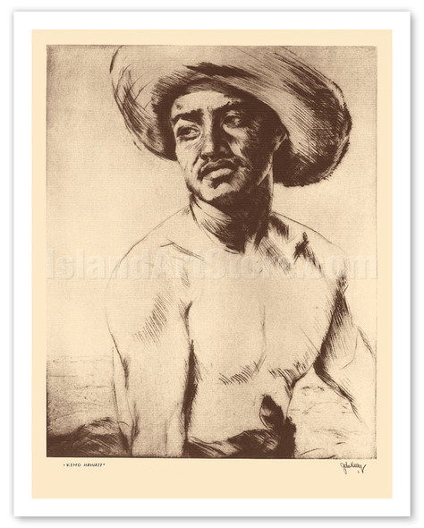 Kimo, Hawaii - Native Hawaiian Man - from Etchings and Drawings of Hawaiians - c. 1934 - Poster by John Melville Kelly