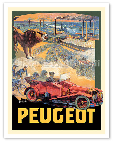Peugeot Cycles Automobiles - c. 1909 - Poster by Francisco Tamagno