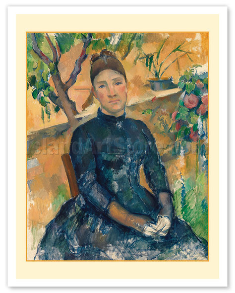 Madame Cézanne (Hortense Fiquet, 1850-1922) in the Conservatory - c. 1891 - Poster by Paul Cézanne