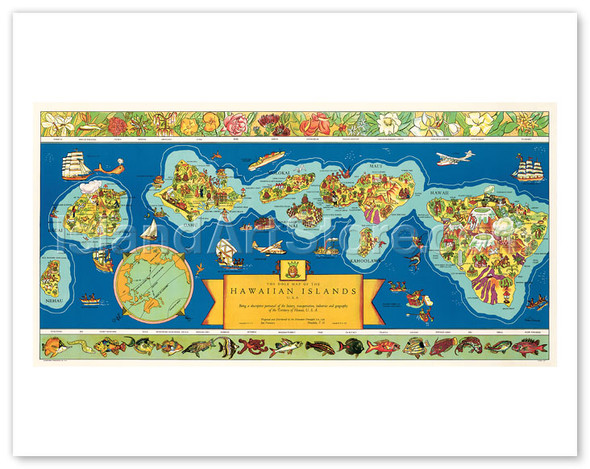 The Dole Map of The Hawaiian Islands, U.S.A. - Poster by Parker Edwards