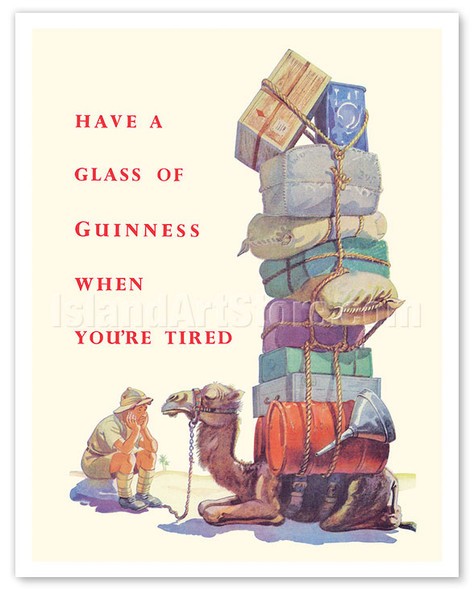 Have A Glass of Guiness Beer When You’re Tired - c. 1940 - Vintage Advertisement Poster