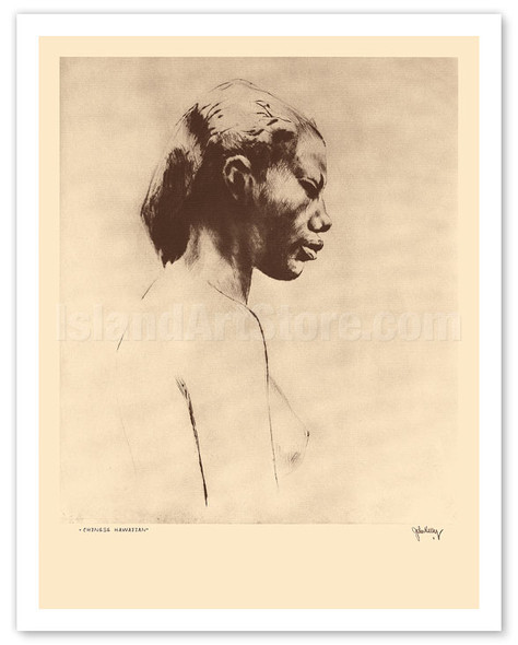 Chinese Hawaiian 2 - Nude Study - from Etchings and Drawings of Hawaiians - c. 1930's - Poster by John Melville Kelly
