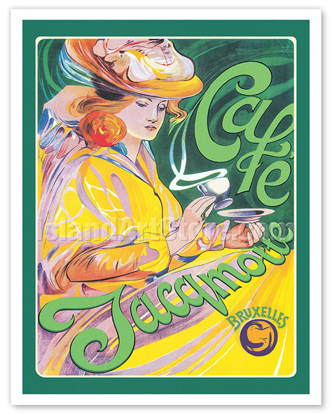 Cafe Jacqmotte - Brussels (Bruxelles) Belgium - c. 1897 - Poster by Fernand Toussaint