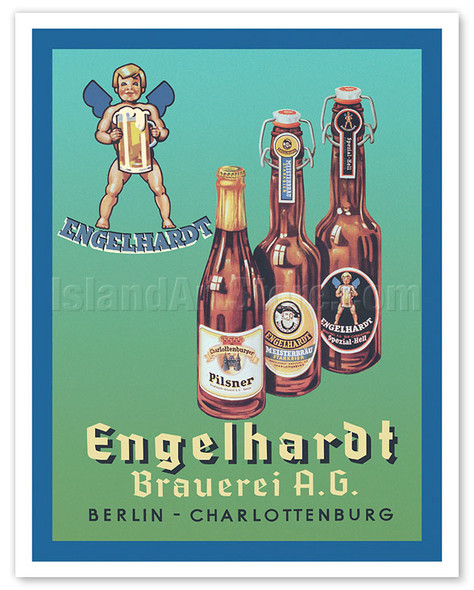 Engelhardt Brewery (Brauerei) German Beer - c. 1936 - Vintage Advertisement Poster