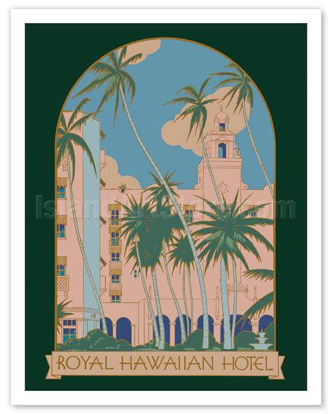 Honolulu, Hawaii - Royal Hawaiian Hotel - c. 1940's - Vintage Travel Poster