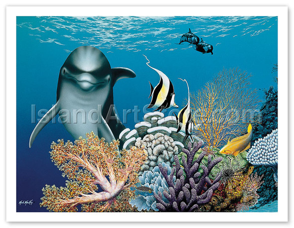 Coral Garden, Hawaiian Dolphin - Poster by Mark Mackay