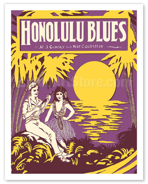 Honolulu Blues - Music by M. J. Gunsky and Nat Goldstein - c. 1923 - Vintage Music Sheet