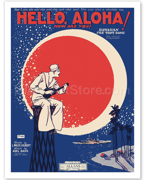 Hello, Aloha! How are You? - Hawaiian Fox Trot Song - Vintage Sheet Music Cover
