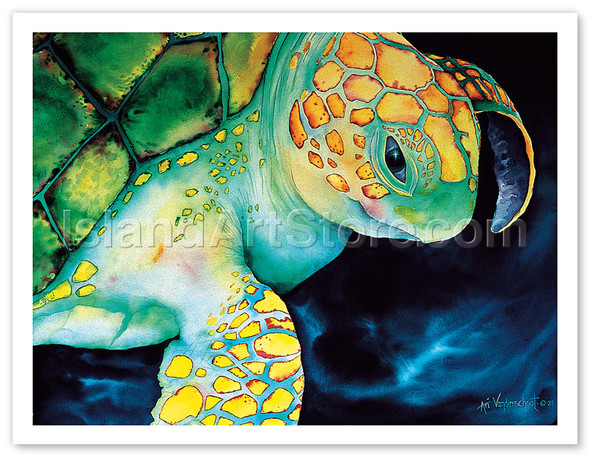 Timeless Wisdom, Hawaiian Sea Turtle - Poster by Ari Vanderschoot