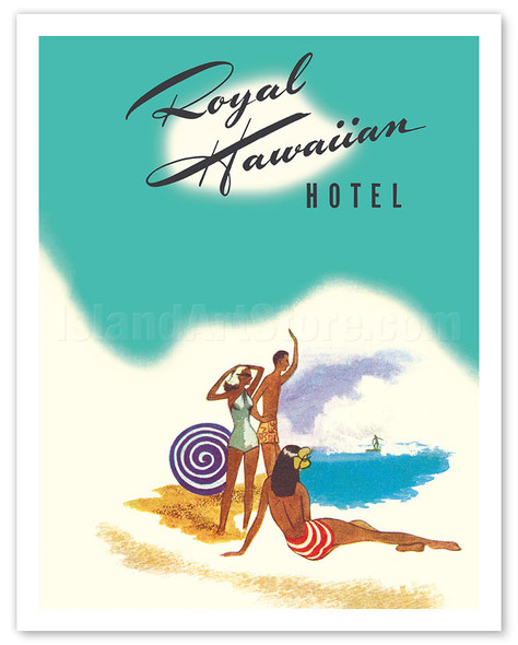 Royal Hawaiian Hotel - Honolulu, Hawaii - c. 1953 - Vintage Travel Poster