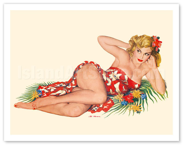 Blond Pin-Up in a Sarong - August 1951 - Poster by Al Moore