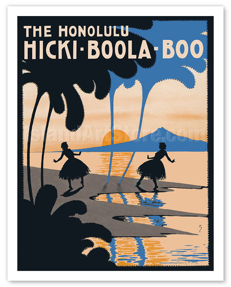 The Honolulu Hicki-Boola-Boo - Popular Hawaiian Song - Music by Albert Von Tilzer - Poster by Andre C. De Takacs