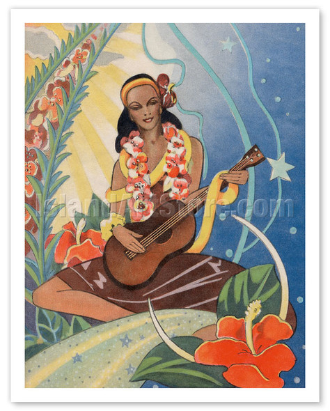 Hawaiian Musician - Curt Teich & Co. c.1943 - Poster by Ted Mundorff
