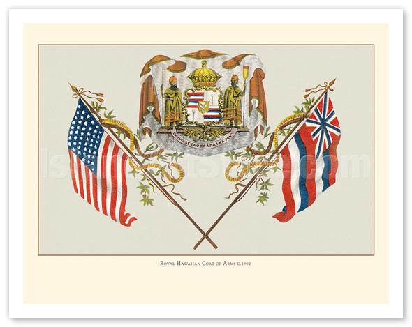 Royal Hawaiian Coat of Arms - Hawaii State Motto - c. 1902 - Seal of the Territory of Hawaii