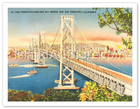 Oakland Bridge, San Francisco, California, USA - Vintage Postcard