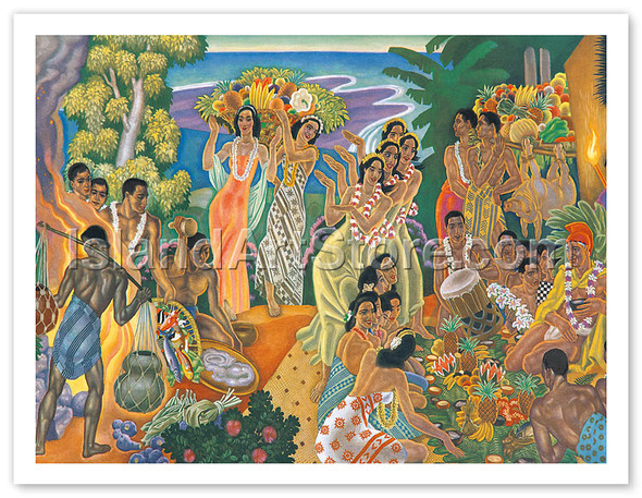 Island Feast, Traditional Hawaiian Celebration - Poster by Eugene Savage