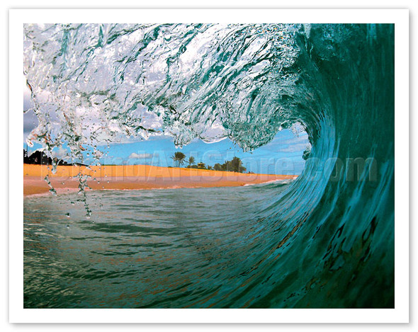 Beachbreak Tube - Hawaiian Breaking Wave - Hawaii - Poster by Paul Topp