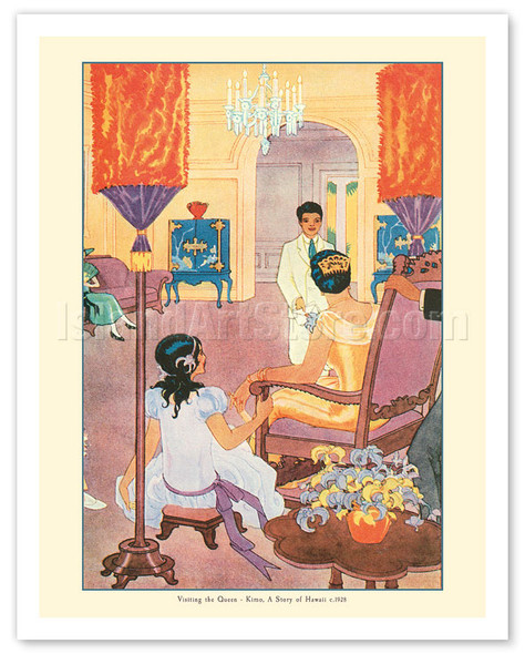 Visiting the Queen - Book Plate From Kimo, A Story of Hawaii - c. 1928 - Poster by Lucille Webster Holling