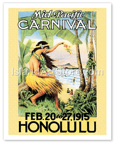 Mid Pacific Carnival, Honolulu, Hawaii, 1915 - Vintage Hawaiian Advertisement