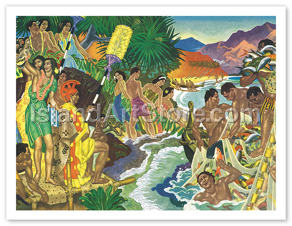 Festival Of The Sea, Traditional Hawaiian Celebration - Poster by Eugene Savage