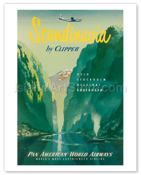 Pan American: Scandinavia by Clipper - Vintage Airline Travel Poster