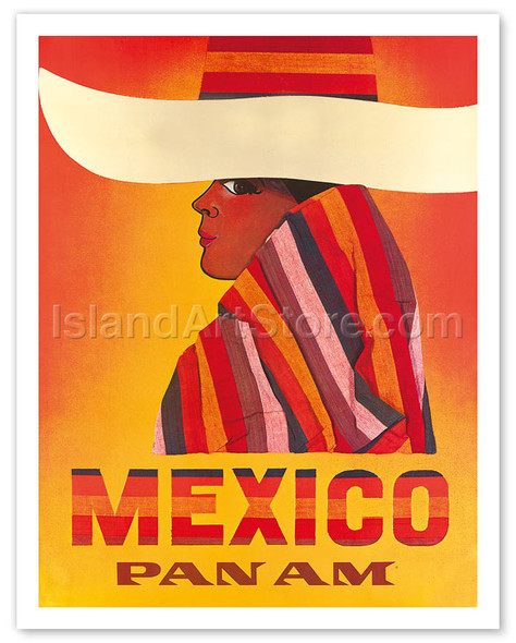 Pan American: Mexico - Vintage Airline Travel Poster
