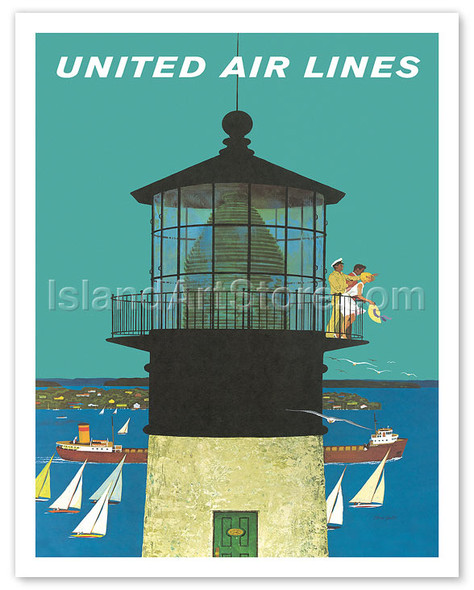 United Air Lines: Lighthouse - Poster by Stan Galli