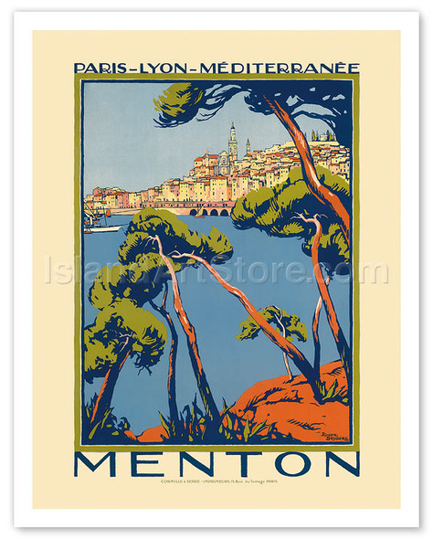 Menton, Paris - Lyon - Mediterrenee: France Railway Company - Poster by Roger Broders