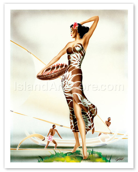 Hawaiian Woman In Sarong - Poster by Gill