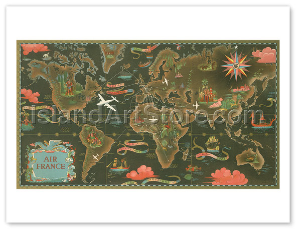 Global Network Map - Planisphere - World Flight Routes - Poster by Lucien Boucher (Renluc)