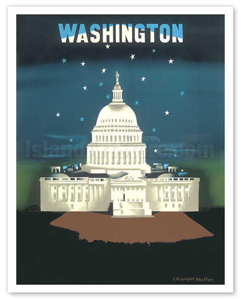 Washington, DC - US Capitol Building - c. 1948 - Poster by Edward McKnight Kauffer